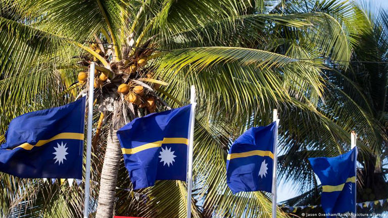 图为太平洋岛国诺鲁国旗。 该国在今年1月宣布与台湾断交、转而承认中国。 （资料照）