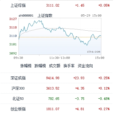 图：今日中国股市主要指数收盘表现 来源：新浪财经